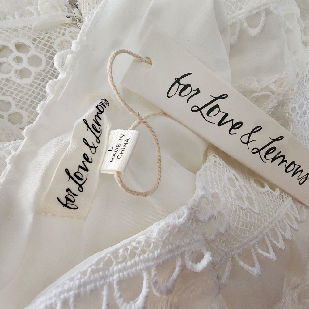 For Love And Lemons Cameron White Eyelet Midi Dress Size Large NWT! - Picture 5 of 7